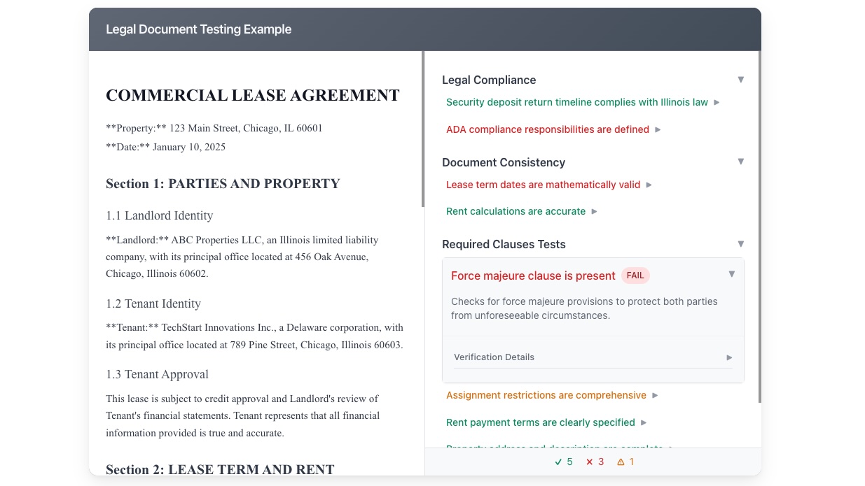 Legal Document Testing Interface